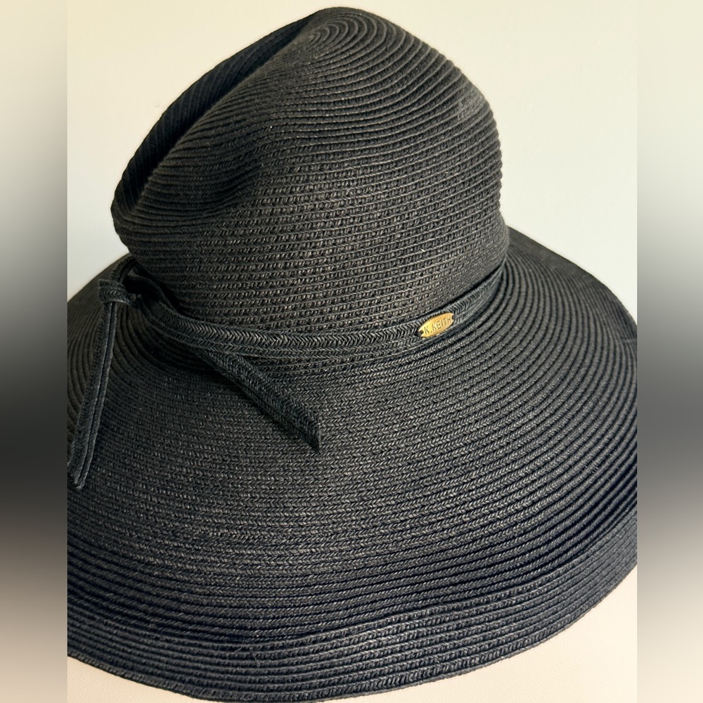 Elegant Black Wide-Brim Sun Hat with Subtle Bow Accent Great Hats by Karen Keith - Picture 2 of 9